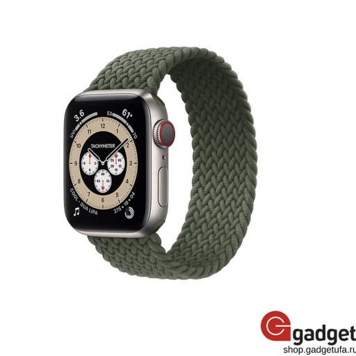 Силиконовый монобраслет для Apple Watch 42/44mm M плетеный темно-зеленый