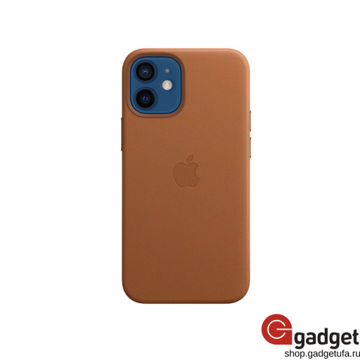 Чехол Apple Leather Case MagSafe для iPhone 12 Mini коричневый