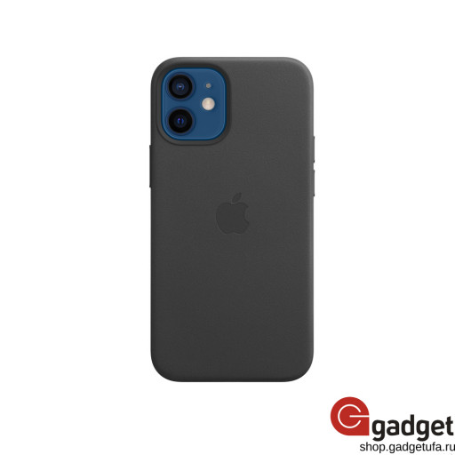 Чехол Apple Leather Case MagSafe для iPhone 12 Mini черный