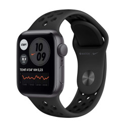 Часы Apple Watch SE Nike 44 мм, корпус из алюминия цвета серый космос, спортивный ремешок Nike цвета антрацитовый/черный купить в Уфе