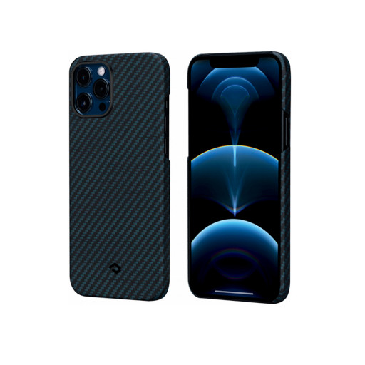 Накладка Pitaka MagCase для iPhone 12 Pro Max черно-синяя в полоску