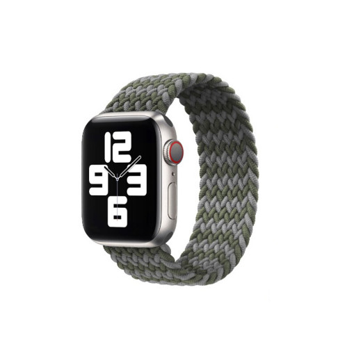 Тканевый монобраслет для Apple Watch 38/40mm M плетеный W зелено-серый