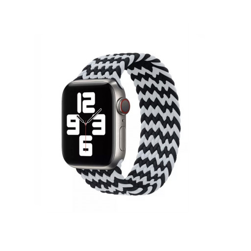 Тканевый монобраслет для Apple Watch 38/40mm M плетеный W черно-белый