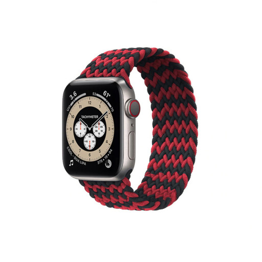 Тканевый монобраслет для Apple Watch 38/40mm M плетеный W черно-красный