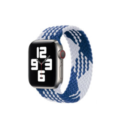 Тканевый монобраслет для Apple Watch 38/40mm M плетеный Z сине-белый купить в Уфе