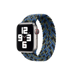 Тканевый монобраслет для Apple Watch 38/40mm M плетеный синий камуфляж купить в Уфе