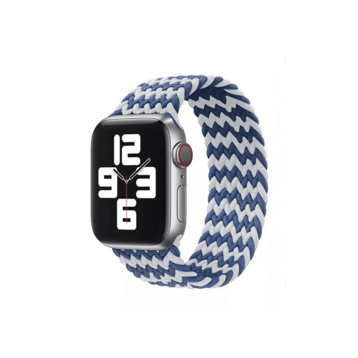 Тканевый монобраслет для Apple Watch 42/44mm M плетеный W сине-белый