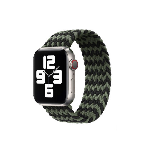 Тканевый монобраслет для Apple Watch 42/44mm M плетеный W черно-зеленый