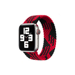 Тканевый монобраслет для Apple Watch 42/44mm M плетеный Z черно-красный купить в Уфе