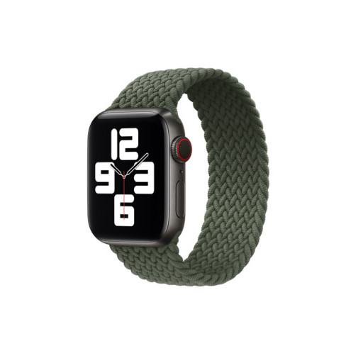 Тканевый монобраслет для Apple Watch 42/44mm M плетеный темно-зеленый