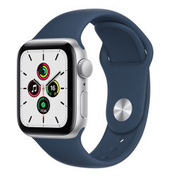 Часы Apple Watch SE 2021 40 мм, корпус из алюминия серебристого цвета, спортивный ремешок синего цвета купить в Уфе