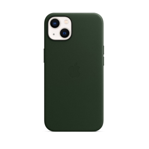 Накладка Apple Leather Case MagSafe для iPhone 13 Sequioia Green