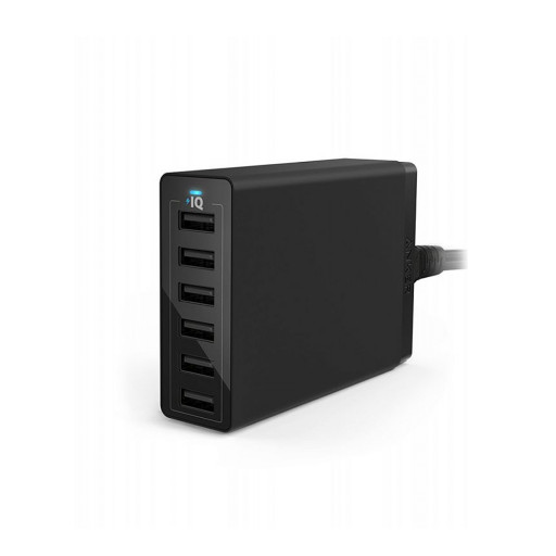 Сетевое зарядное устройство Anker PowerPort 6 USB 60W черное