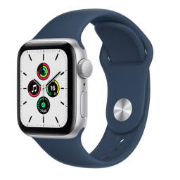 EU Часы Apple Watch SE 2021 40 мм, корпус из алюминия серебристого цвета, спортивный ремешок синего цвета купить в Уфе