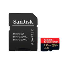Карта памяти SanDisk microSDXC 256 ГБ Class 10, V30, A2, UHS Class 3, R/W 170/90 МБ/с, адаптер на SD купить в Уфе