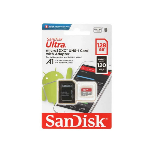 Карта памяти SanDisk Ultra microSDXC Class10 128Gb+SD adapter