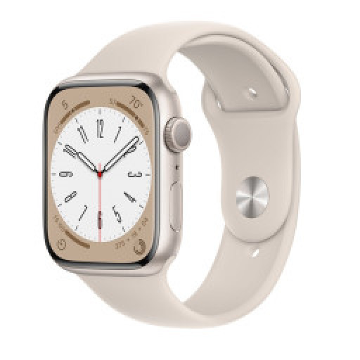 Часы Apple Watch Series 8 45 мм, Корпус из алюминия цвета «сияющая звезда», спортивный ремешок