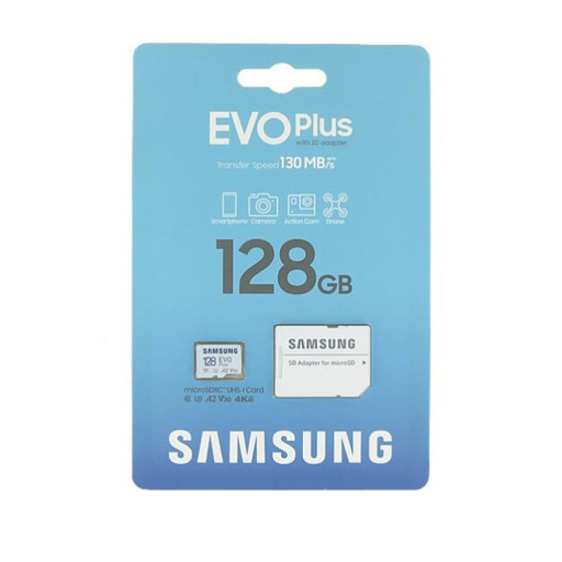 Карта памяти Samsung Evo Plus MicroSDXC 128Gb A2 V30 4K (с адаптером)
