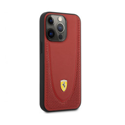 Накладка Ferrari для iPhone 13 Pro Max Genuine leather Curved with metal logo красная купить в Уфе