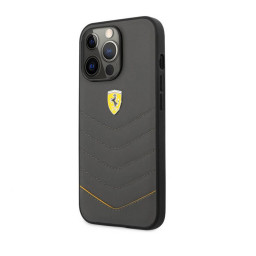 Накладка Ferrari для iPhone 13 Pro Max Genuine leather Quilted with metal logo серая купить в Уфе