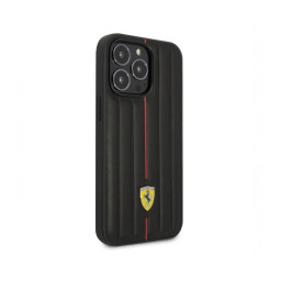 Накладка Ferrari для iPhone 14 Pro Max Leather Embossed stripes черная купить в Уфе