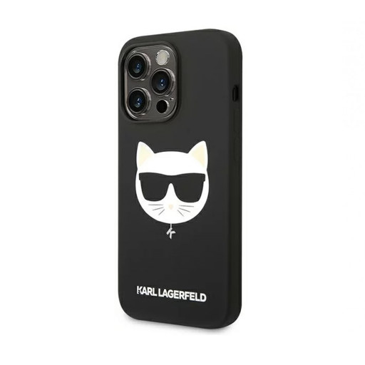Накладка Lagerfeld для iPhone 14 Pro Liquid silicone Choupette MagSafe черная