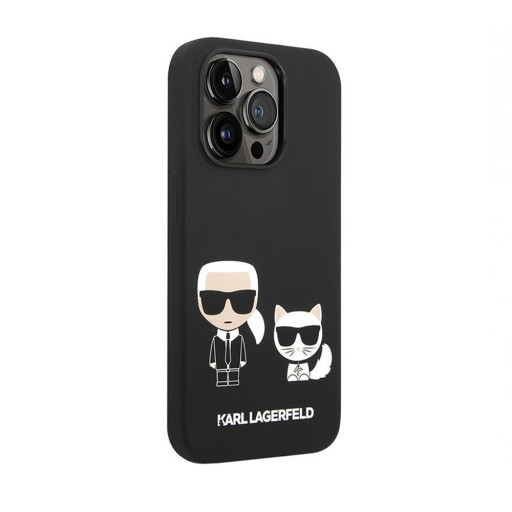 Накладка Lagerfeld для iPhone 14 Pro Liquid silicone Karl & Choupette черная