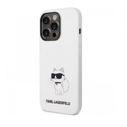 Накладка Lagerfeld для iPhone 14 Pro Liquid silicone NFT Choupette MagSafe белая купить в Уфе
