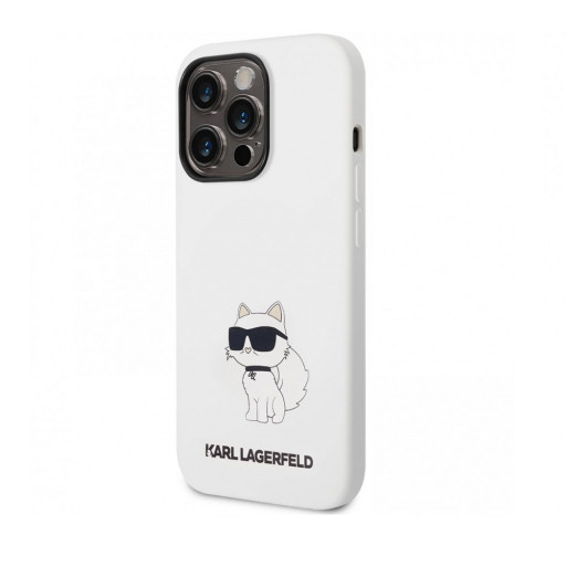 Накладка Lagerfeld для iPhone 14 Pro Liquid silicone NFT Choupette MagSafe белая