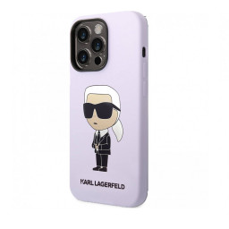 Накладка Lagerfeld для iPhone 14 Pro Liquid silicone NFT Karl Ikonik фиолетовая купить в Уфе