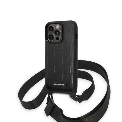 Накладка Lagerfeld для iPhone 14 Pro Max Crossbody PU Monogram INFT konik patch with Strap черная