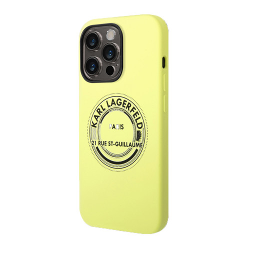 Накладка Lagerfeld для iPhone 14 Pro Max Liquid silicone Round RSG logo зеленая