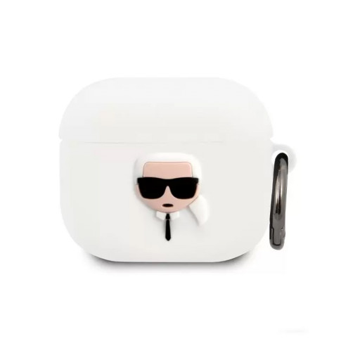 Чехол Lagerfeld для Airpods Pro 2 Silicone case with ring NFT 3D Karl белый