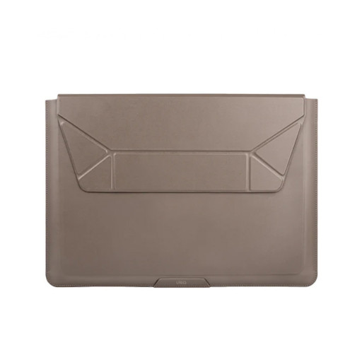 Чехол-папка Uniq для MacBook Pro 14 2021 Oslo PU leather Magnetic Laptop sleeve серый