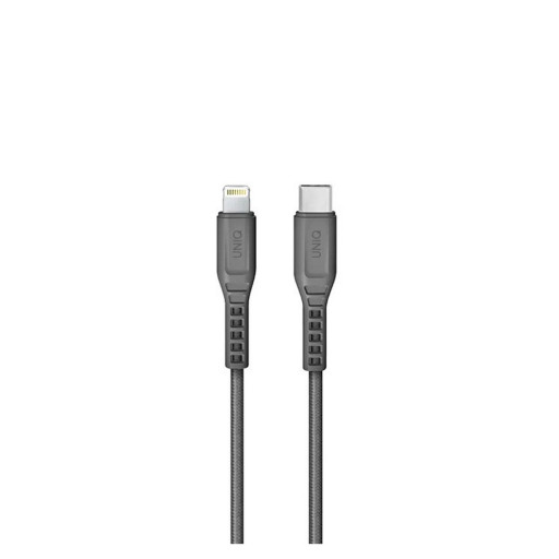 Кабель Uniq Flex strain relief USB-C - Lightning MFI 30cm серый
