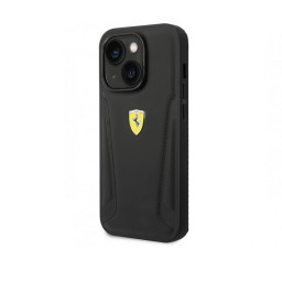 Накладка Ferrari для iPhone 14 Leather Stamped sides MagSafe черная купить в Уфе