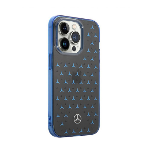 Накладка Mercedes для iPhone 14 Pro PC/TPU Double layer Stars черная/синяя