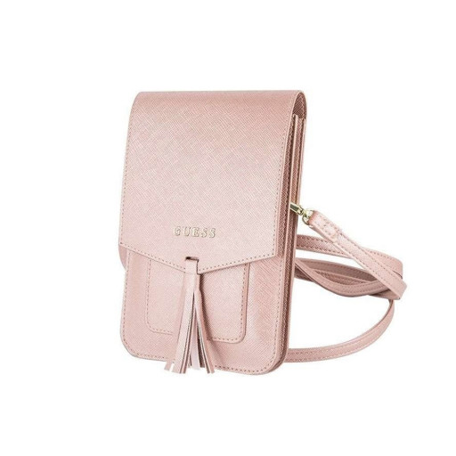 Сумка Guess для смартфонов Wallet Bag Saffiano look розовая