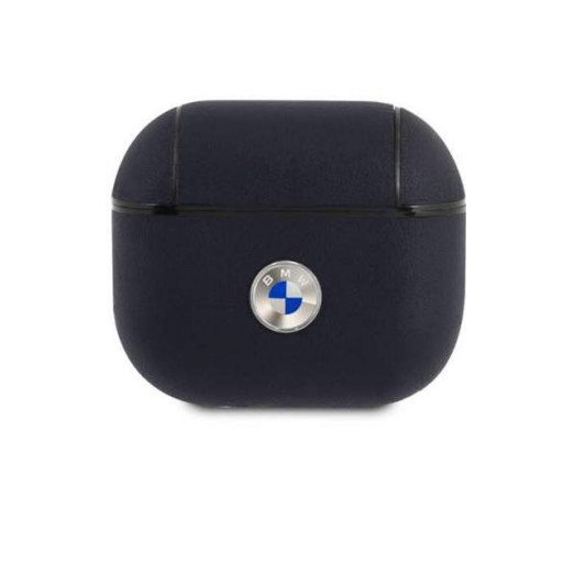 Чехол BMW для Airpods 3 Signature leather with metal logo Navy