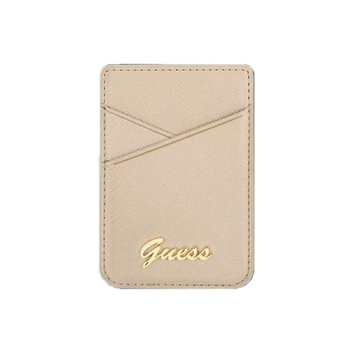 Чехол-бумажник Guess Wallet Cardslot MagSafe Saffiano Script logo золотой
