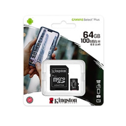 Карта памяти Kingston Canvas Select Plus microSDXC 64GB с адаптером купить в Уфе