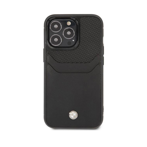 Накладка BMW для iPhone 14 Pro Max Signature Leather with Cardslot черная