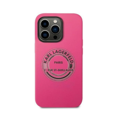 Накладка Lagerfeld для iPhone 14 Pro Liquid silicone RSG Round logo Pink