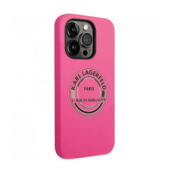 Накладка Lagerfeld для iPhone 14 Pro Max Liquid silicone RSG Round logo Pink купить в Уфе