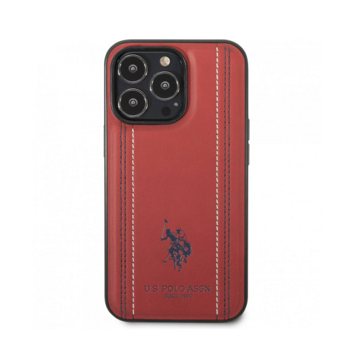 Накладка U.S. Polo для iPhone 14 Pro Max PC/TPU Stitched lines Doulble Horse logo Red