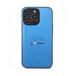 Накладка U.S. Polo для iPhone 14 Pro Max PU Tricolor stitches Blue купить в Уфе