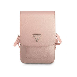 Сумка Guess для смартфонов Wallet Bag Saffiano Triangle logo розовая купить в Уфе