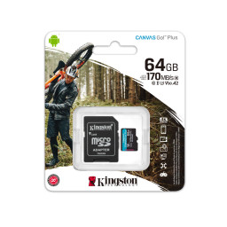 Карта памяти Kingston Kanvas Go! Plus Micro SD 64Gb, Class 10, V30, UHS-1 U3, A2, R170 Мб/с SD купить в Уфе
