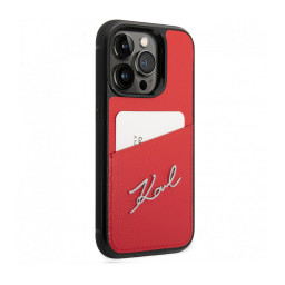 Накладка Lagerfeld для iPhone 14 Pro PU with Cardslot Signature logo Red купить в Уфе