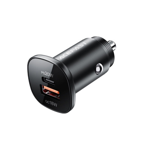 Автомобильное зарядное устройство ACEFAST B1 mini 38W USB-C+USB-A dual-port metal charger черное
